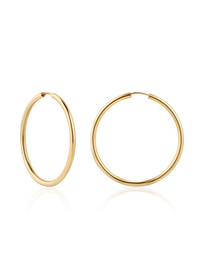 Barzel 18K Gold Plated Endless Hoop Earrings, 3Mm Thick, Varying Sizes 40-70Mm, High Polish Finish, Tarnish Free (40Mm) - Image 1