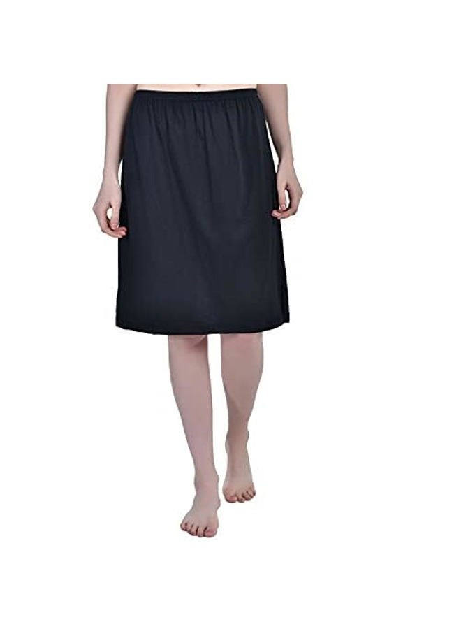 Aimly Women's Cotton Knee Length Skirt Slip - Pack of 2, 1 Black 1 Beige, 2XL - Image 3