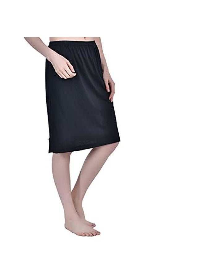 Aimly Women's Cotton Knee Length Skirt Slip - Pack of 2, 1 Black 1 Beige, 2XL - Image 5