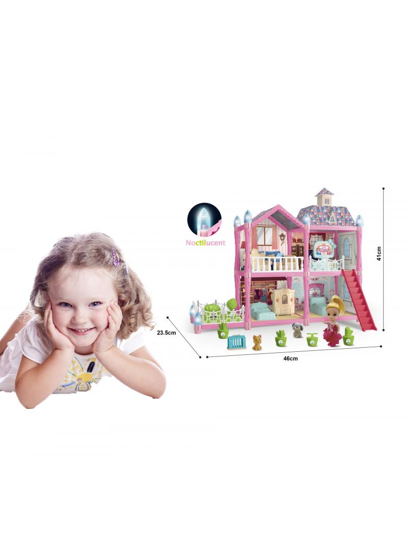 general 112 Pcs DIY Doll House With Night Light Princess Dream,Dream House Villa For Girls Pretend Toys-2 Story 4 Rooms Dollhouse,Toddler Playhouse Kids Gift For Girls Best Birthday Gift Children's Day - Image 1