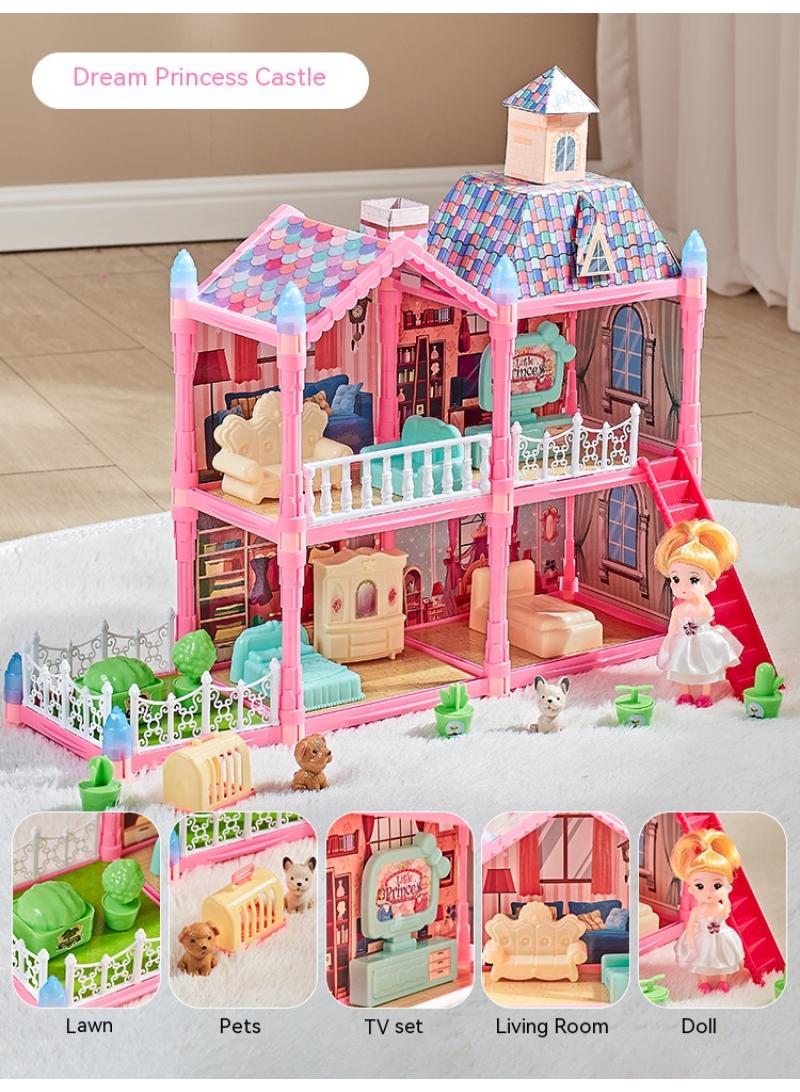 general 112 Pcs DIY Doll House With Night Light Princess Dream,Dream House Villa For Girls Pretend Toys-2 Story 4 Rooms Dollhouse,Toddler Playhouse Kids Gift For Girls Best Birthday Gift Children's Day - Image 2