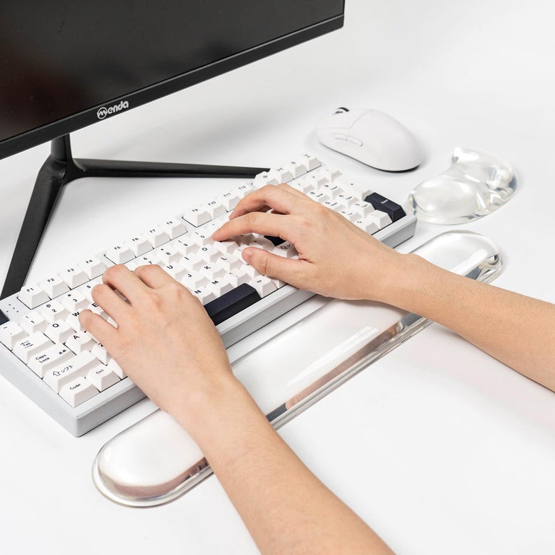 Sumgsn Gel Keyboard and Mouse Wrist Rest Set â€“White Clear Wrist Rest for Computer Keyboard 60%/68%/75%, Comfort & Support for Typing and Gaming - Image 3