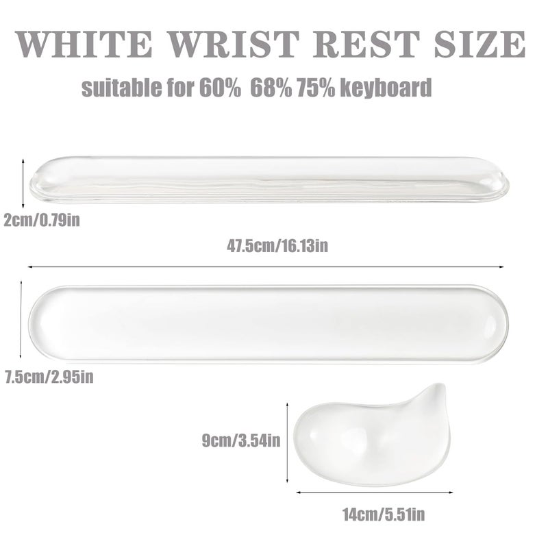 Sumgsn Gel Keyboard and Mouse Wrist Rest Set â€“White Clear Wrist Rest for Computer Keyboard 60%/68%/75%, Comfort & Support for Typing and Gaming - Image 2