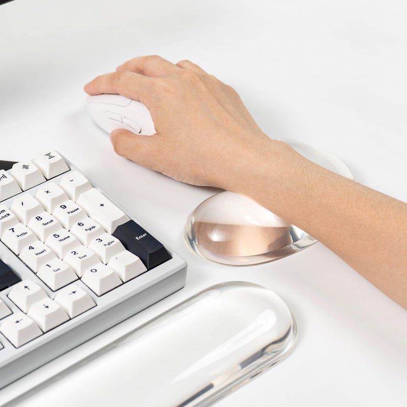 Sumgsn Gel Keyboard and Mouse Wrist Rest Set â€“White Clear Wrist Rest for Computer Keyboard 60%/68%/75%, Comfort & Support for Typing and Gaming - Image 4