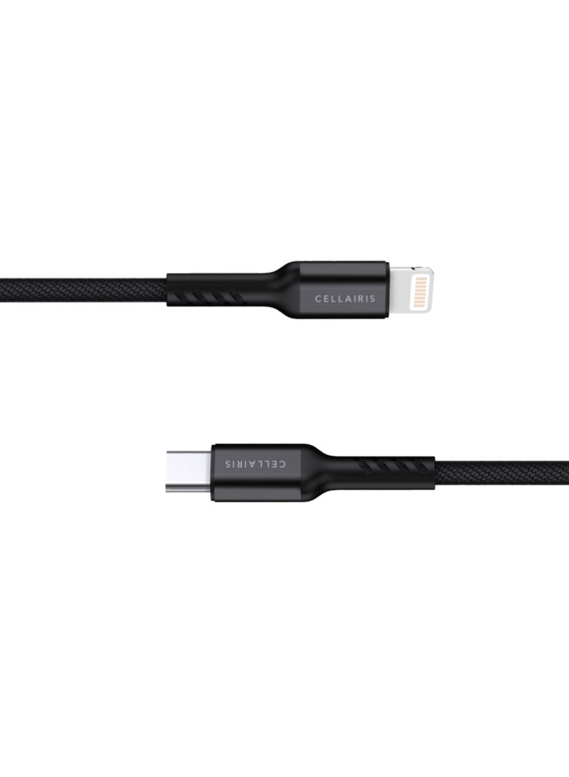 Cellairis Premium Nylon Cable PD Type-C to Lightning 1.2M - Black - Image 4