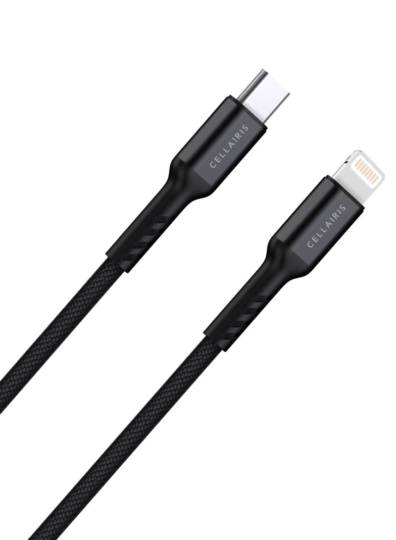Cellairis Premium Nylon Cable PD Type-C to Lightning 1.2M - Black - Image 2