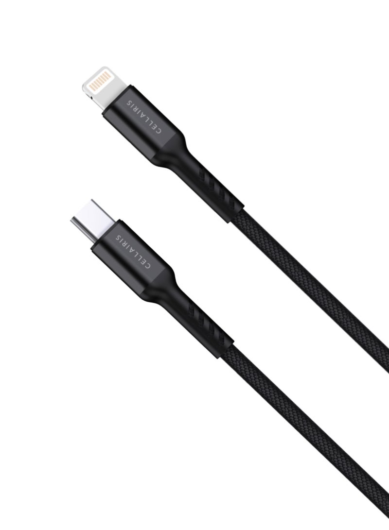 Cellairis Premium Nylon Cable PD Type-C to Lightning 1.2M - Black - Image 5