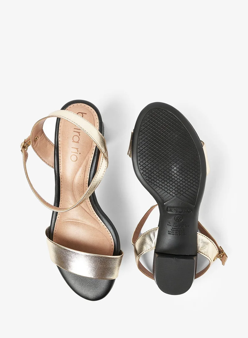 Beira Rio Golden Block Heel Sandals for Women – Stylish Ladies Heels Sandals for Everyday Wear for Women | Best Price UAE