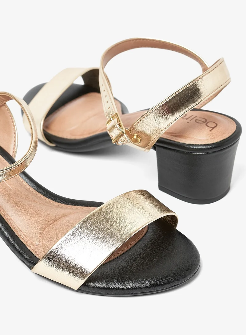 Beira Rio Golden Block Heel Sandals for Women – Stylish Ladies Heels Sandals for Everyday Wear for Women | Best Price UAE