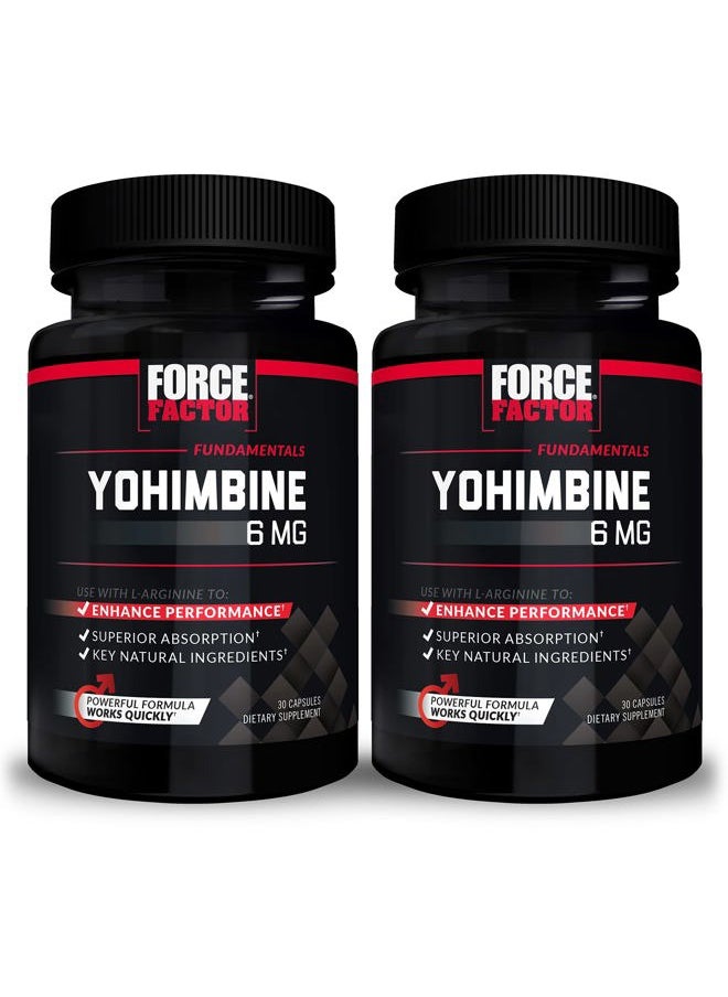 Yohimbine Supplement for Men, Yohimbe Bark Extract with Superior Absorption to Enhance Performance, 6mg Yohimbine Bark Pills with Key Natural Ingredients, 30 Count (Pack of 2)