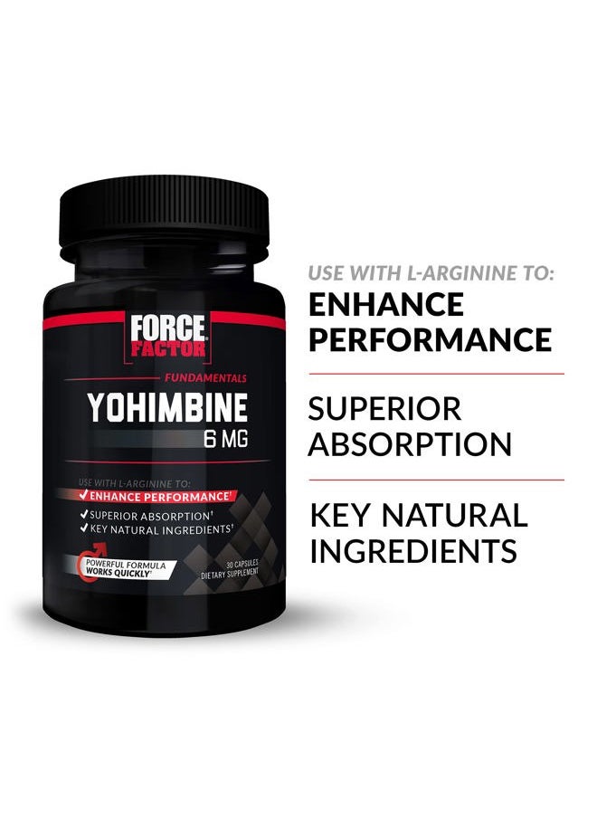 Yohimbine Supplement for Men, Yohimbe Bark Extract with Superior Absorption to Enhance Performance, 6mg Yohimbine Bark Pills with Key Natural Ingredients, 30 Count (Pack of 2)