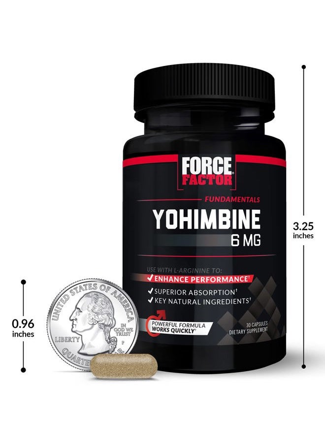 Yohimbine Supplement for Men, Yohimbe Bark Extract with Superior Absorption to Enhance Performance, 6mg Yohimbine Bark Pills with Key Natural Ingredients, 30 Count (Pack of 2)