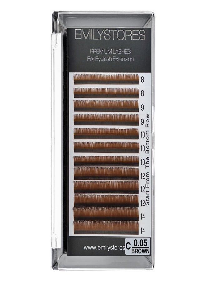 EMILYSTORES Eyelash Extensions, Brown Lashes 0.05mm Thickness, Mixed Lengths 8-14mm, J B C D Curl (Brown 0.05 C) - Image 1