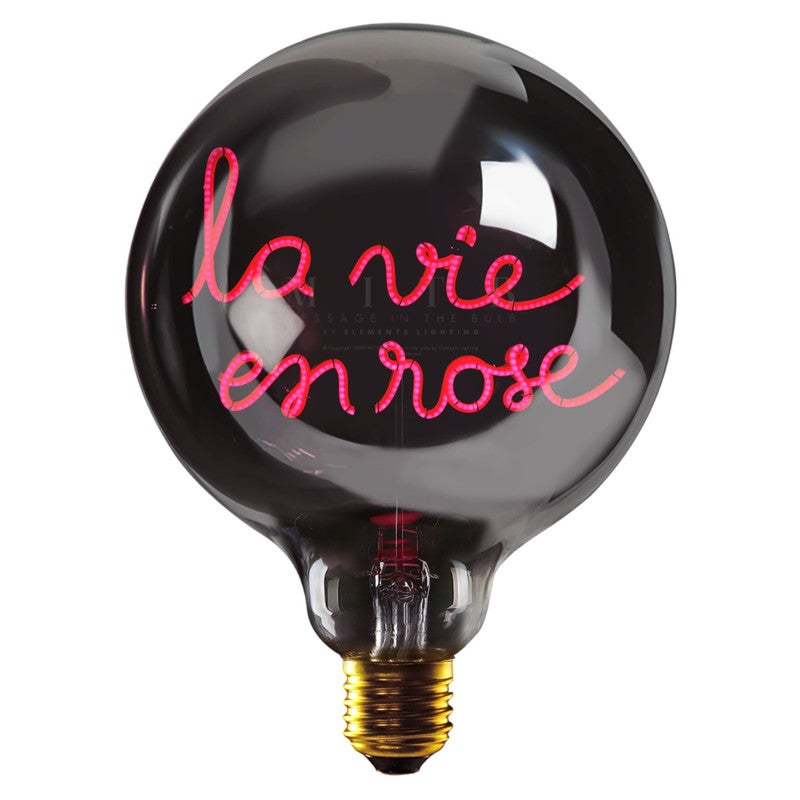 LA VIE EN ROSE - LED GLASS BULB - PLATED SMOKE/RED - Ø70 × H110 MM