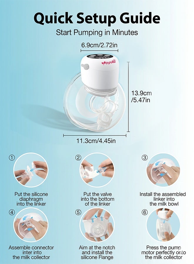 Yoyula Wearable Electric Breast Pump (2-Pack) - Hands-Free & Ultra Quiet, 4 Modes 12 Levels, Anti-Backflow, 6 Flange Inserts (17/19/21mm), BPA-Free Milk Extractor - Image 2