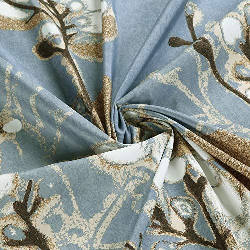 BESTRIPES Fabric Floral Shower Curtain, Blue Shower Curtain, Plant Botanical Flower Shower Curtains for Bathroom, Waterproof Bathroom Curtains - 72" W x 72" H - Image 4