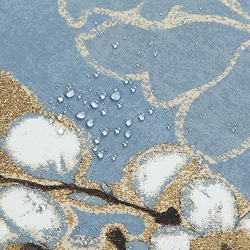 BESTRIPES Fabric Floral Shower Curtain, Blue Shower Curtain, Plant Botanical Flower Shower Curtains for Bathroom, Waterproof Bathroom Curtains - 72" W x 72" H - Image 2