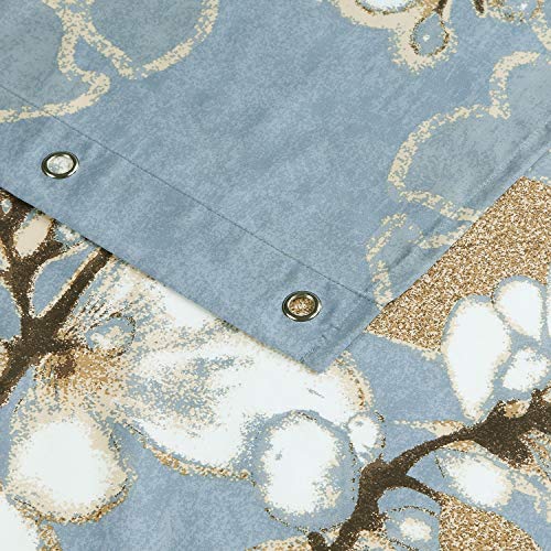 BESTRIPES Fabric Floral Shower Curtain, Blue Shower Curtain, Plant Botanical Flower Shower Curtains for Bathroom, Waterproof Bathroom Curtains - 72" W x 72" H - Image 3