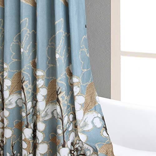 BESTRIPES Fabric Floral Shower Curtain, Blue Shower Curtain, Plant Botanical Flower Shower Curtains for Bathroom, Waterproof Bathroom Curtains - 72" W x 72" H - Image 5