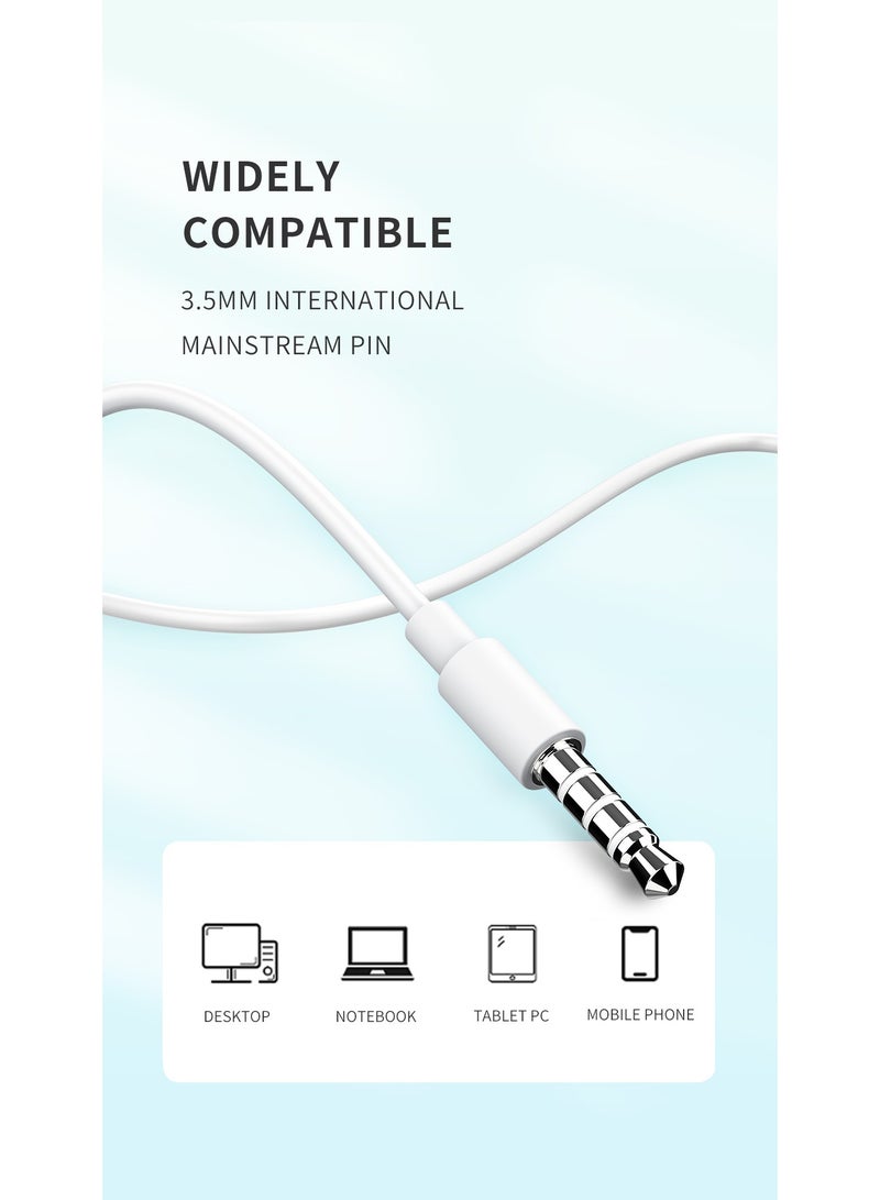 LANEX LE21 In-Ear Earphones with Microphone 3.5mm Plug Amazing Sound Effect Dynamic Stereo Sound High and Deep Bass Performance Excellent Sound Isolation and Noise Reduction Comfortable Wearing 120cm Color White - Image 5