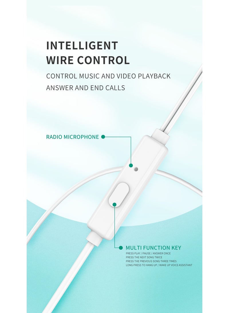 LANEX LE21 In-Ear Earphones with Microphone 3.5mm Plug Amazing Sound Effect Dynamic Stereo Sound High and Deep Bass Performance Excellent Sound Isolation and Noise Reduction Comfortable Wearing 120cm Color White - Image 4