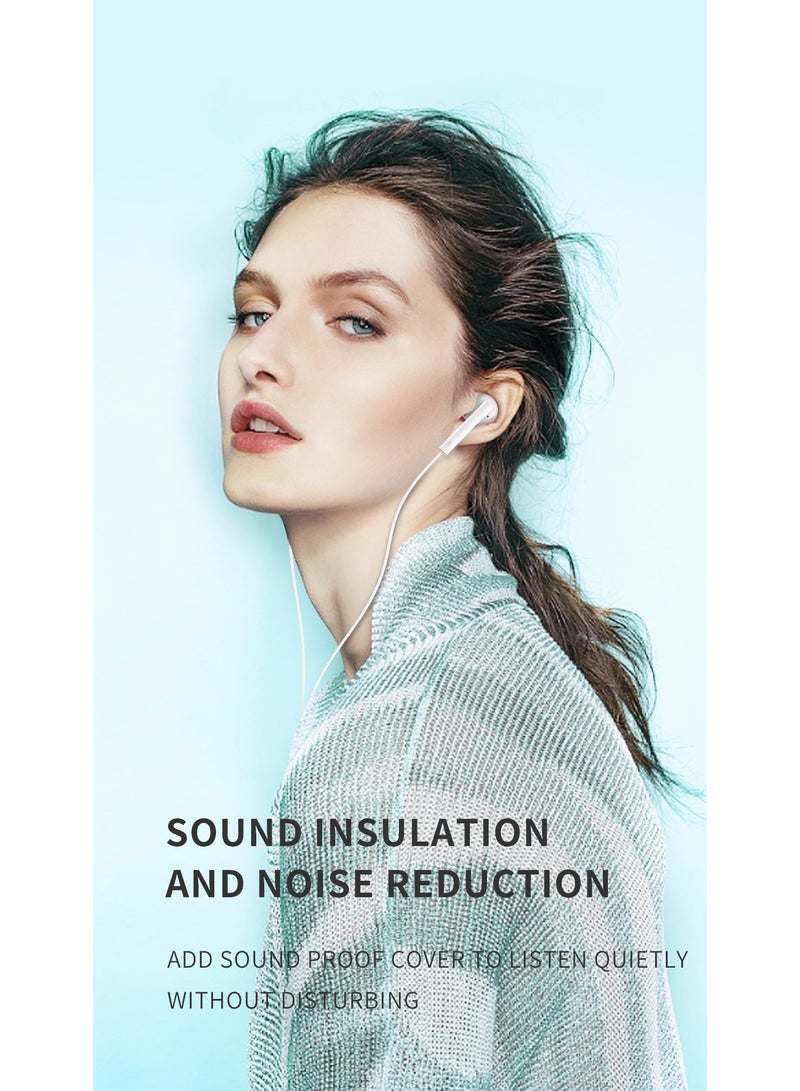 LANEX LE21 In-Ear Earphones with Microphone 3.5mm Plug Amazing Sound Effect Dynamic Stereo Sound High and Deep Bass Performance Excellent Sound Isolation and Noise Reduction Comfortable Wearing 120cm Color White - Image 2