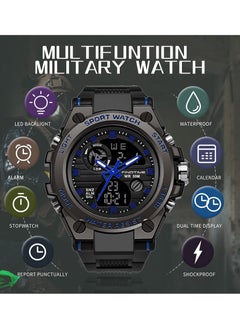KASTWAVE Military Watches for Men, Large Face Army Watch, Waterproof Tactical Watches Men Army Digital Sports Outdoor Stopwatch LED Survival Tough Electronic Alarm Clock Black Gold Wrist Watch  - Image 3