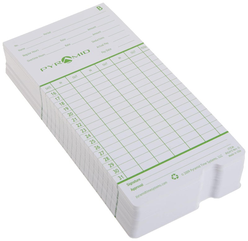 Pyramid Time Systems 42415 Genuine and Authentic Time Cards for 2500, 2600 & 2650 Auto Aligning Time Clocks, 100/Pk, Teal/Orange - Image 3