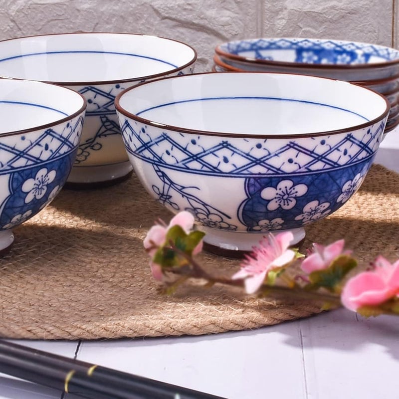 BOSILI Chinese Special Blue and White Rice Bowls Sushi Bowl Set of 4 Suitable for Soup - Image 5