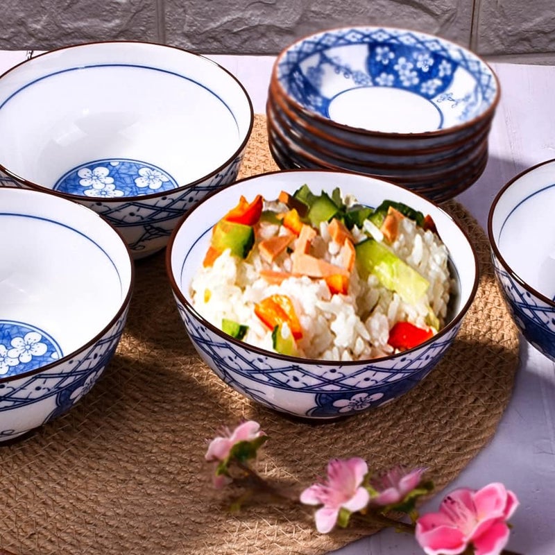 BOSILI Chinese Special Blue and White Rice Bowls Sushi Bowl Set of 4 Suitable for Soup - Image 2