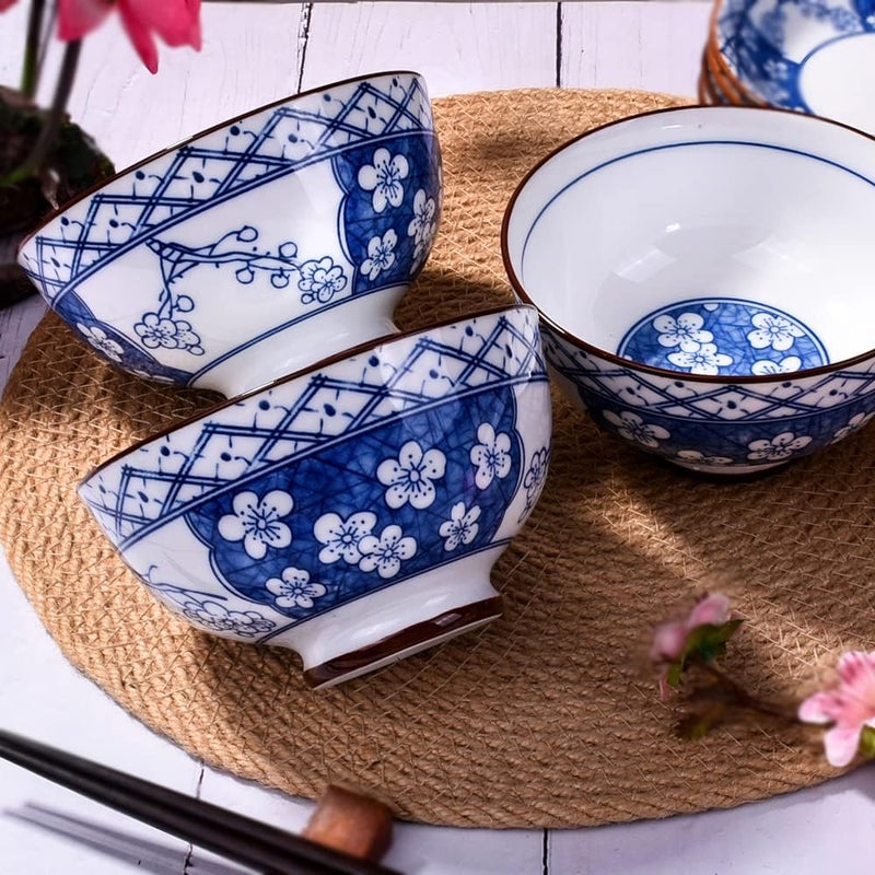 BOSILI Chinese Special Blue and White Rice Bowls Sushi Bowl Set of 4 Suitable for Soup - Image 4