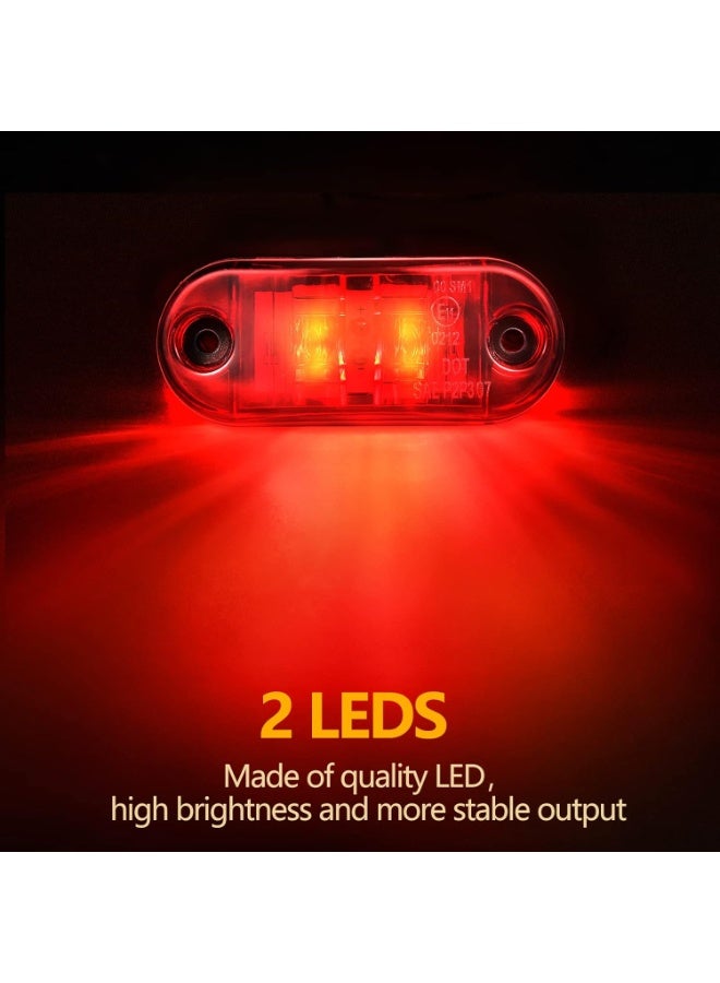 10 قطع 2.5 بوصة 2 ثنائي الصمام مضيء LED علامة جانبية مقاوم للماء أضواء هجرة بيضاوية للجرار والحافلات والعربات السكنية (أصفر، أحمر) - Image 3