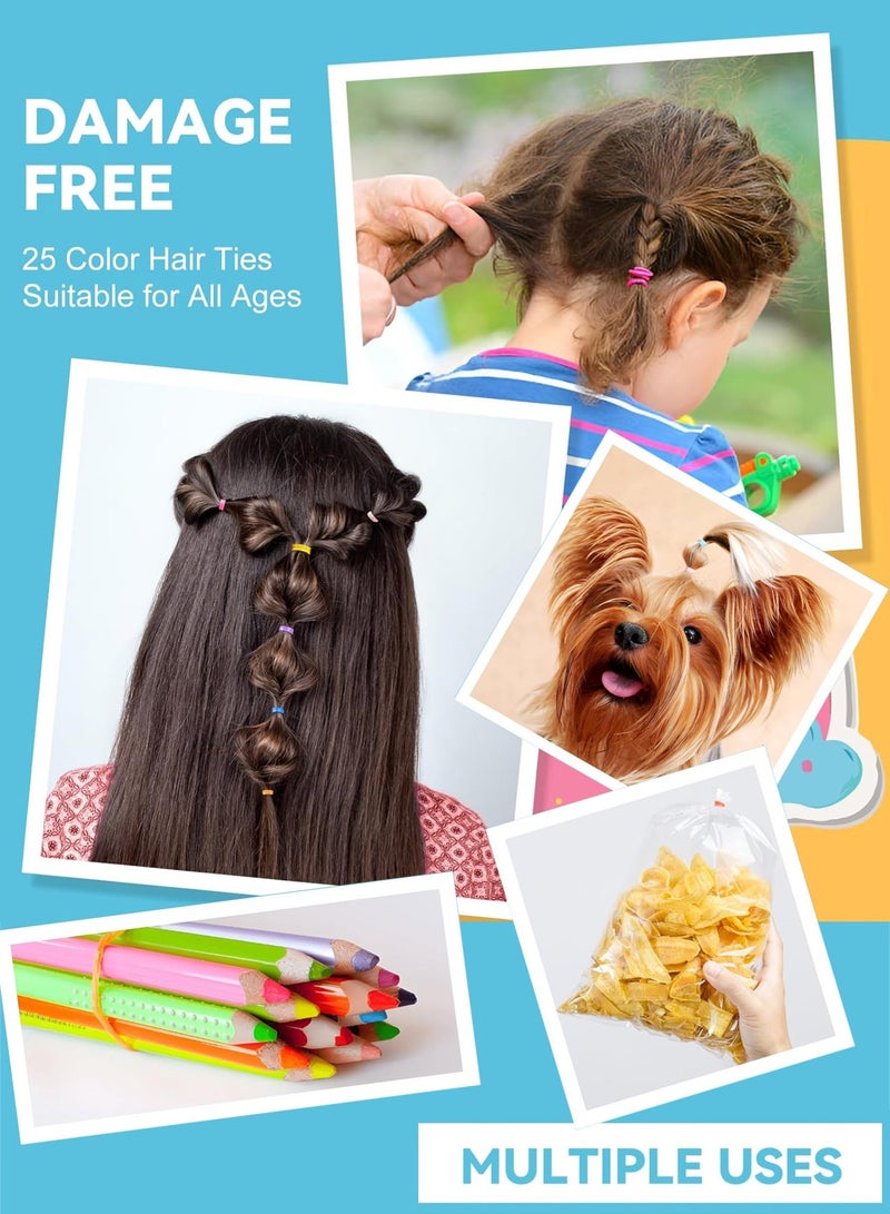 Lelet 2500 Pcs Multicolors Mini Elastic Hair Ties  – Soft Rubber Bands for Baby Girls & Kids | No Pull Ponytail Holders | Gentle, Durable Polybands 25Colors - Image 5
