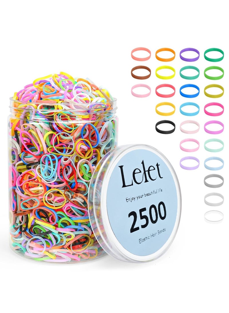 Lelet 2500 Pcs Multicolors Mini Elastic Hair Ties  – Soft Rubber Bands for Baby Girls & Kids | No Pull Ponytail Holders | Gentle, Durable Polybands 25Colors - Image 1