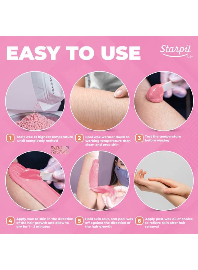 Starpil Wax 1000g / 2.2 lb Pink Hard Wax Beans for Painless Hair Removal, Stripless Wax Beads , Polymer Blend Low Temperature Wax for Face, Bikini, Brazilian, Legs, Underarm, Back and Chest. - Image 4
