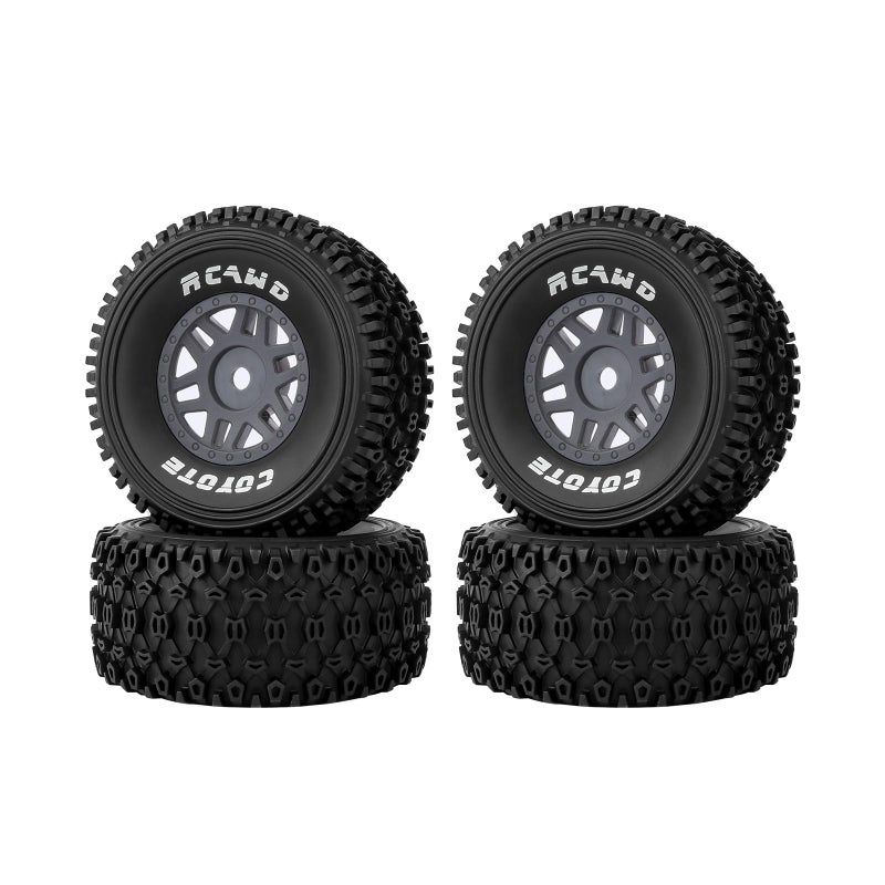 RCAWD Mojave Grom 116 Slash 4X4 PreGlued Wheel Tire Set Balance Grip Durability Nylon Rubber 12mm Hex Adapter 4mm for Traxxas ARRMA Upgrades Part All Terrain Adaptation 4pcs Titanium - Image 3