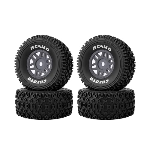 RCAWD Mojave Grom 116 Slash 4X4 PreGlued Wheel Tire Set Balance Grip Durability Nylon Rubber 12mm Hex Adapter 4mm for Traxxas ARRMA Upgrades Part All Terrain Adaptation 4pcs Titanium - Image 1
