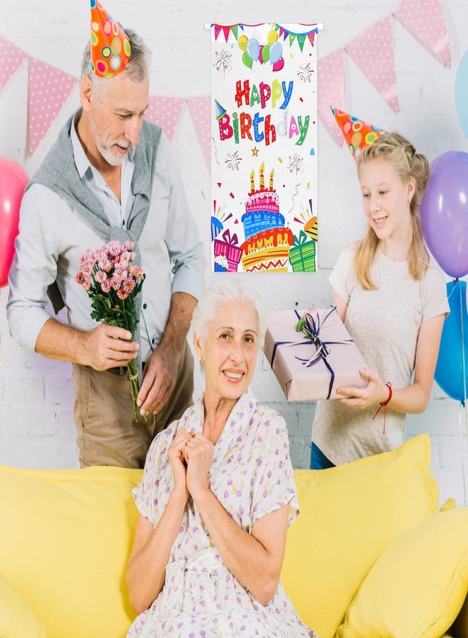 oruola لافتة باب عيد ميلاد سعيد من أورولا - ديكورات باب عيد ميلاد ملونة للأطفال والفتيات والأولاد - لوازم حفلات لافتة ديكور معلق للأبواب الأمامية والجدران والغرف - Image 5