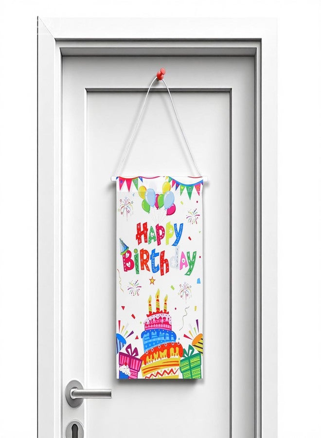 oruola لافتة باب عيد ميلاد سعيد من أورولا - ديكورات باب عيد ميلاد ملونة للأطفال والفتيات والأولاد - لوازم حفلات لافتة ديكور معلق للأبواب الأمامية والجدران والغرف - Image 1