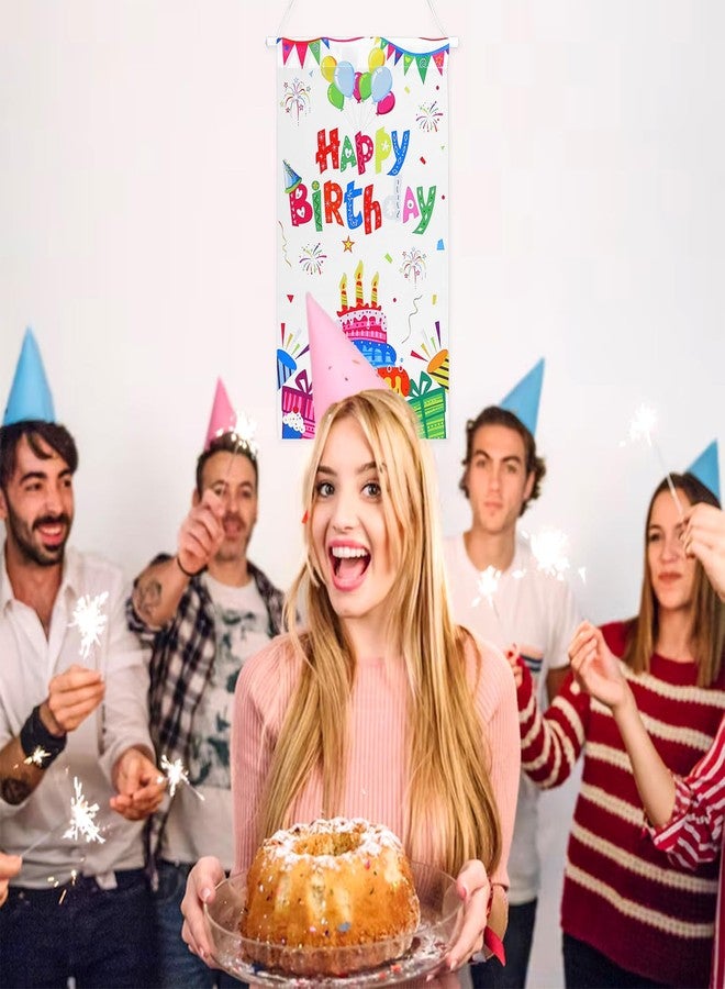 oruola لافتة باب عيد ميلاد سعيد من أورولا - ديكورات باب عيد ميلاد ملونة للأطفال والفتيات والأولاد - لوازم حفلات لافتة ديكور معلق للأبواب الأمامية والجدران والغرف - Image 3