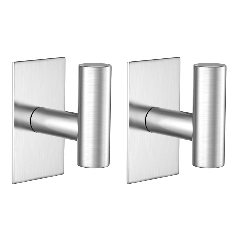 VAEHOLD Wall Towel Hooks Heavy Duty Sticky Holder Waterproof Towel Hooks for Hanging Coat Clothes Closet Hook Wall Mount for Kitchen Silver 2 Pack