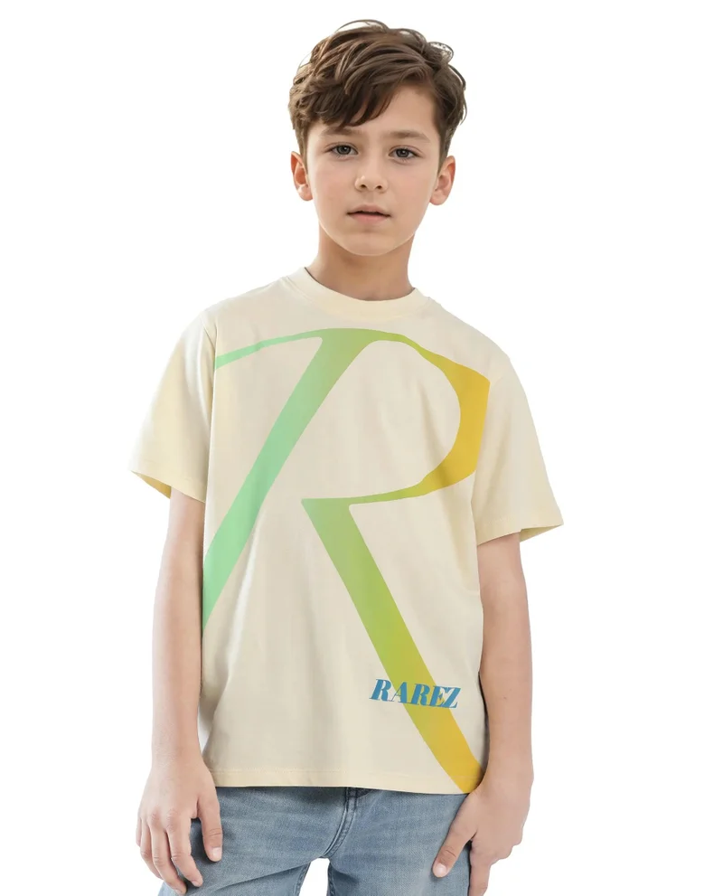 Rare Ones Rare Ones Kids Elzo-K Light Yellow Cotton Half Sleeve Graphic Printed Slip-On Closure Regular Fit T-Shirt