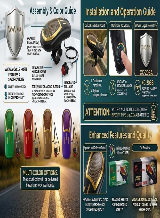 Wavva® SB-020 and XC 200B Cycle Horn Bicycle Bell Loud Sound On Handlebar Universal Size. Only Quality Material (Multicolor) (XC 200 B) - Image 2