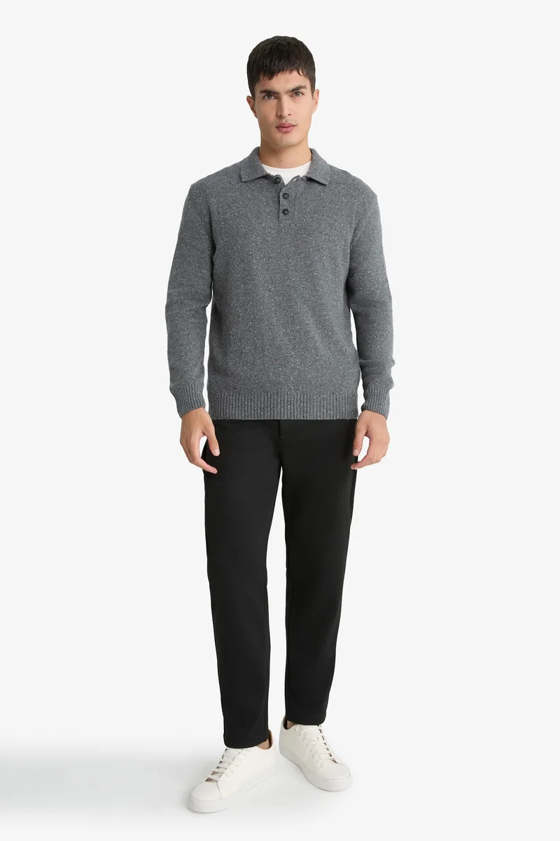ديفاكتو Standard Fit Polo Collar Knitwear Pullover