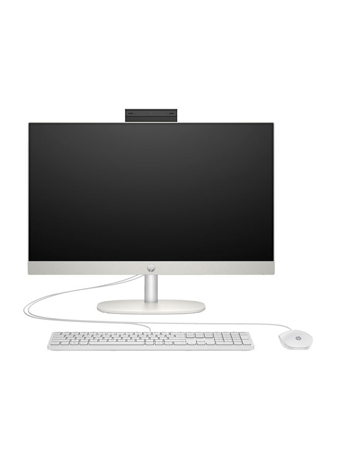 HP كمبيوتر مكتبي 24-CR0127nh AIO مقاس 24 بوصة، معالج Intel Core i7-1355U، ذاكرة وصول عشوائي 8 جيجابايت، قرص SSD سعة 512 جيجابايت، رسومات Intel Iris X، نظام تشغيل DOS، شاشة FHD، شاشة IPS، لوحة مفاتيح USB وماوس، 91A36EA - Image 1