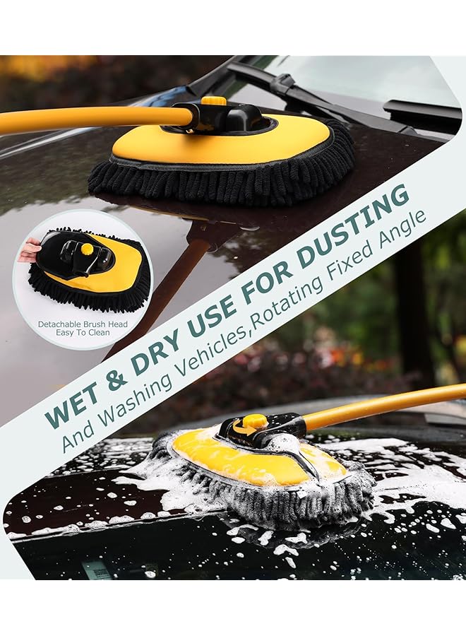 KASTWAVE Car Wash Brush Kit, Telescopic Car Cleaning Brush, Including A Spare Black Brush Head & A Wash Mop With Extendable Extra-Long Handles & Scratch-Free - Image 3