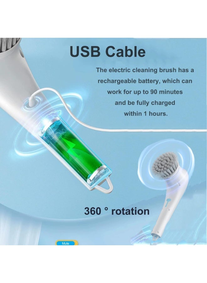 Eectric Scrubber for Cleaning, Handheld Cordless Electric Cleaning Brush with 5 Replaceable Heads for Bathtub/Kitchen/Bathroom/Floor/Dish/Car/Shoe/Glass - Image 5
