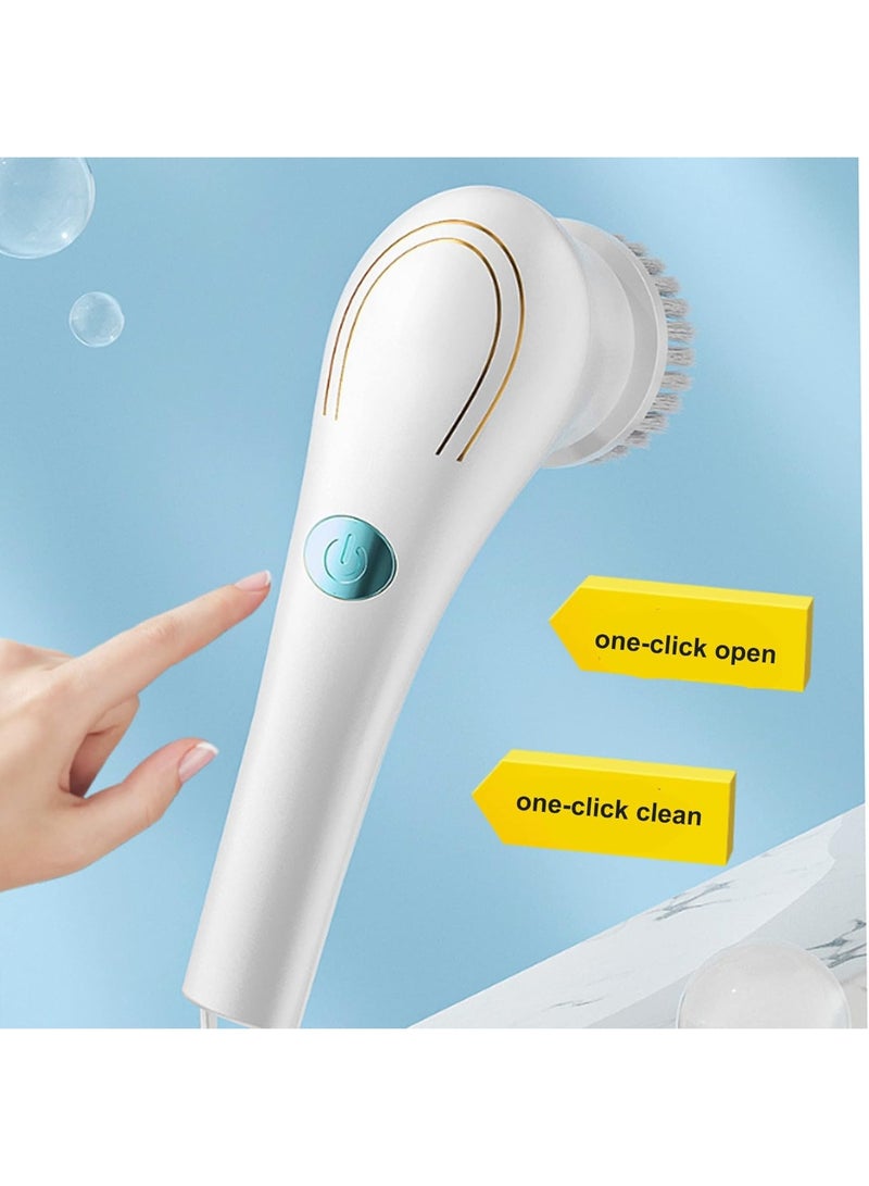 Eectric Scrubber for Cleaning, Handheld Cordless Electric Cleaning Brush with 5 Replaceable Heads for Bathtub/Kitchen/Bathroom/Floor/Dish/Car/Shoe/Glass - Image 3