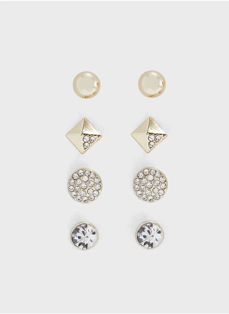 BUCKLEY LONDON 4 Pieces Rhinestone Stud Earrings