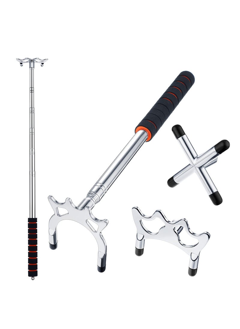 Generic Retractable Billiard Bridge Stand with 3 Pieces of Detachable Bridge Heads Easy Storage Light Weight Suitable for Pool Table  Snooker (Silver  Set of 4)  - Image 1